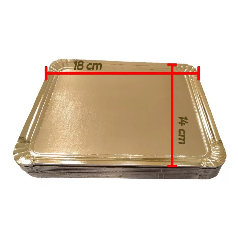 BANDEJA CARTON DORADA   1/4KG. X 50 UNI (14x18)