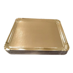 BANDEJA CARTON DORADA   1/4KG. X 50 UNI (14x18)